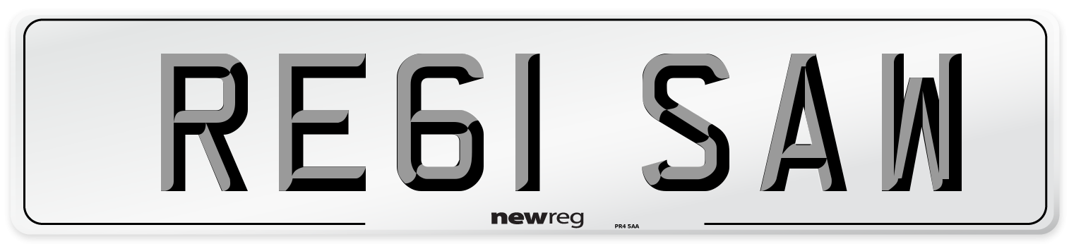 RE61 SAW Number Plate from New Reg